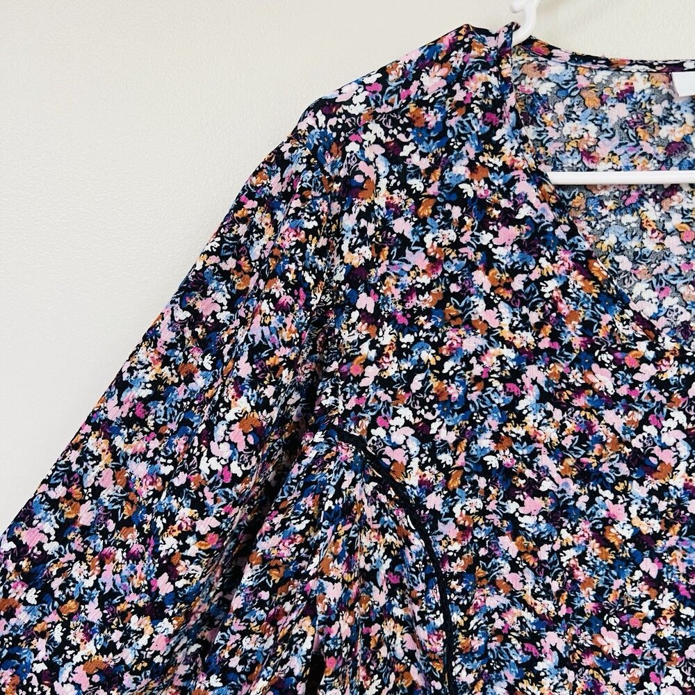 J. Jill Colorful Dixie Floral Billowy Lightweight Flowy Blouse Boho Size Large - Picture 3 of 9